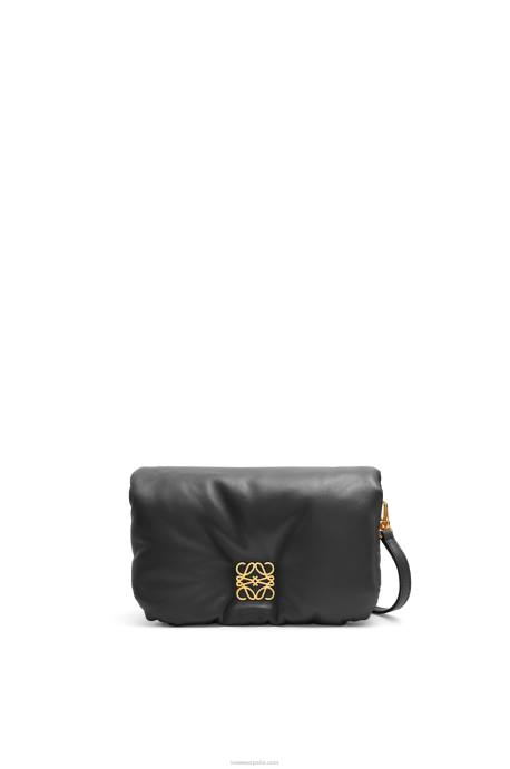 Loewe mujer bolso goya mini puffer de piel de cordero napa brillante LP64413 negro