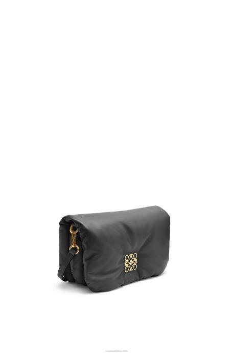 Loewe mujer bolso goya mini puffer de piel de cordero napa brillante LP64413 negro