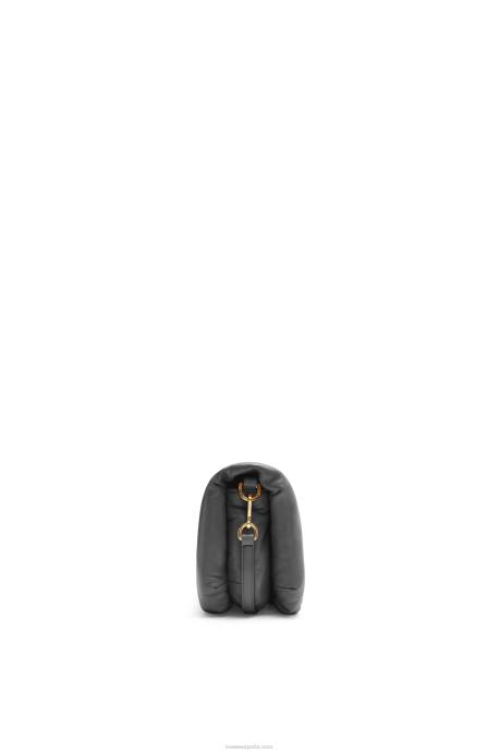 Loewe mujer bolso goya mini puffer de piel de cordero napa brillante LP64413 negro