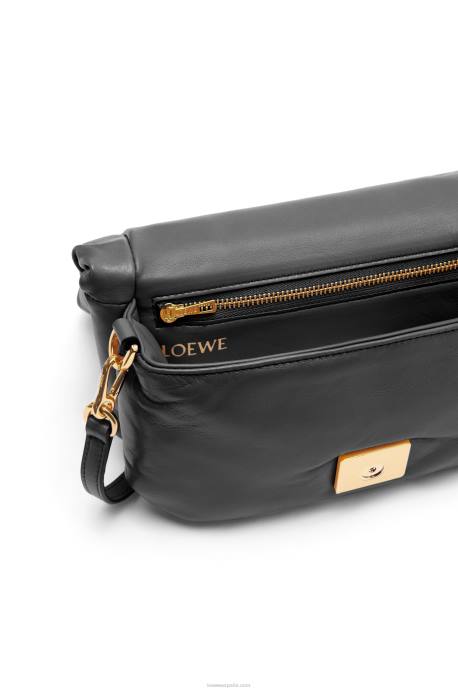 Loewe mujer bolso goya mini puffer de piel de cordero napa brillante LP64413 negro