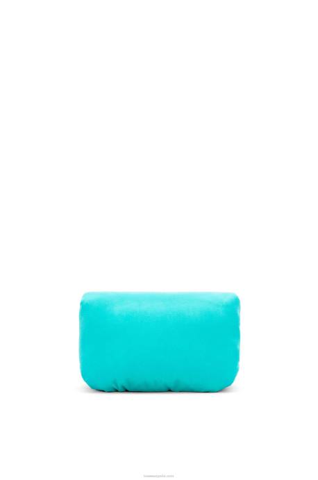 Loewe mujer bolso goya mini puffer de terciopelo LP64248 Azul caribeño