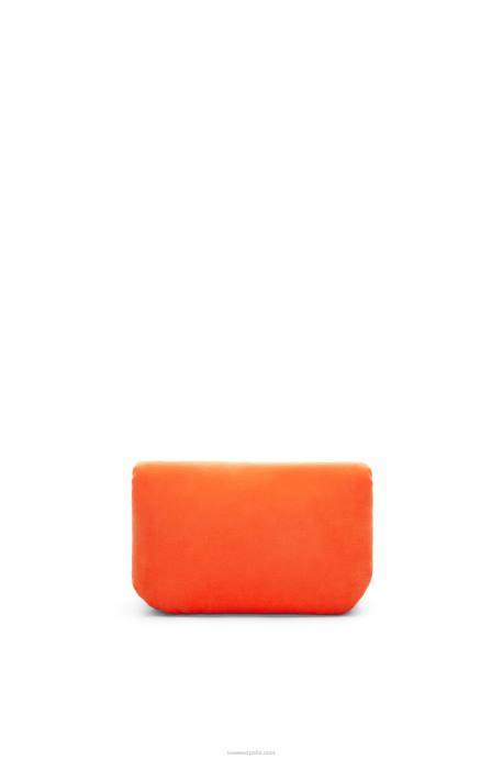 Loewe mujer bolso goya mini puffer de terciopelo LP64249 rojo coral
