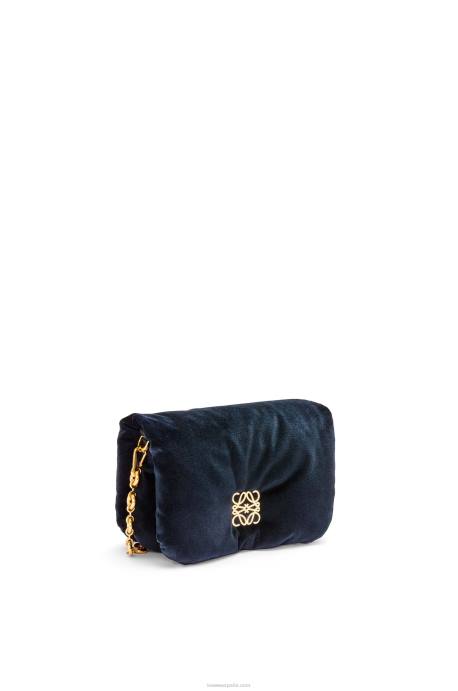 Loewe mujer bolso goya mini puffer de terciopelo LP64250 azul oscuro