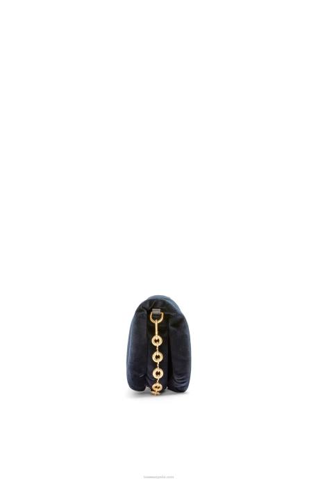 Loewe mujer bolso goya mini puffer de terciopelo LP64250 azul oscuro