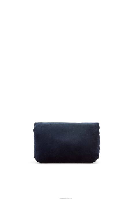 Loewe mujer bolso goya mini puffer de terciopelo LP64250 azul oscuro