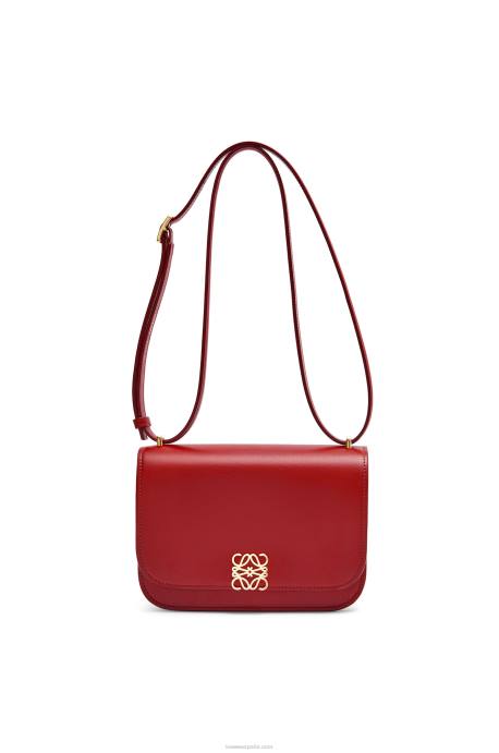 Loewe mujer bolso goya pequeño en piel de becerro de seda LP64308 color rojo oscuro