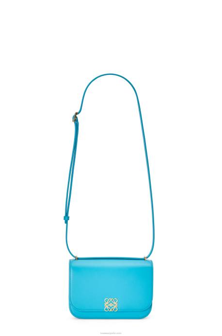 Loewe mujer bolso goya pequeño en piel de becerro de seda LP64309 cian