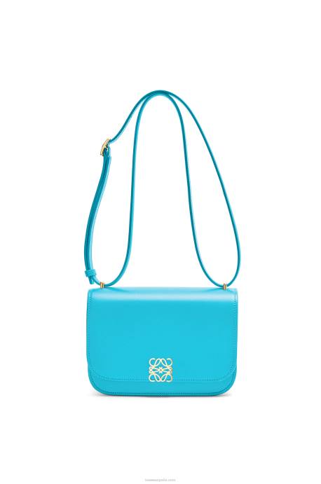 Loewe mujer bolso goya pequeño en piel de becerro de seda LP64309 cian