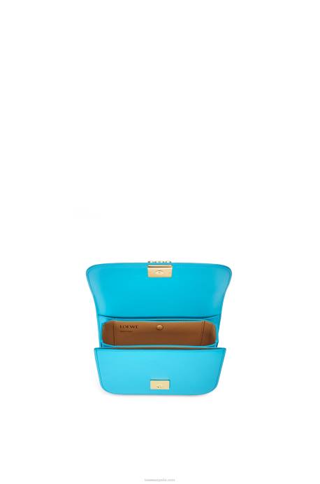 Loewe mujer bolso goya pequeño en piel de becerro de seda LP64309 cian