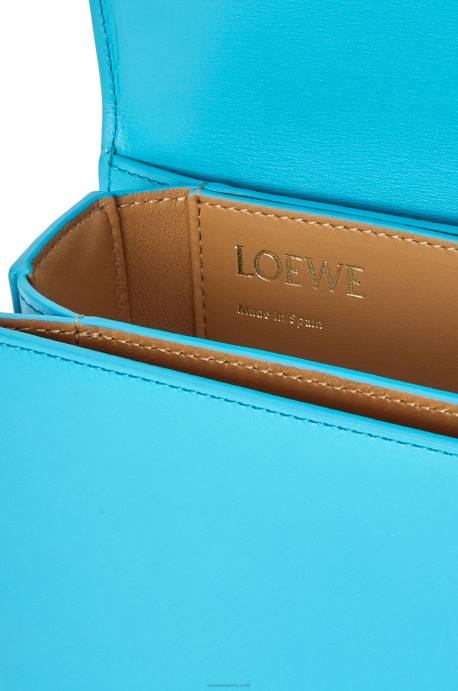 Loewe mujer bolso goya pequeño en piel de becerro de seda LP64309 cian