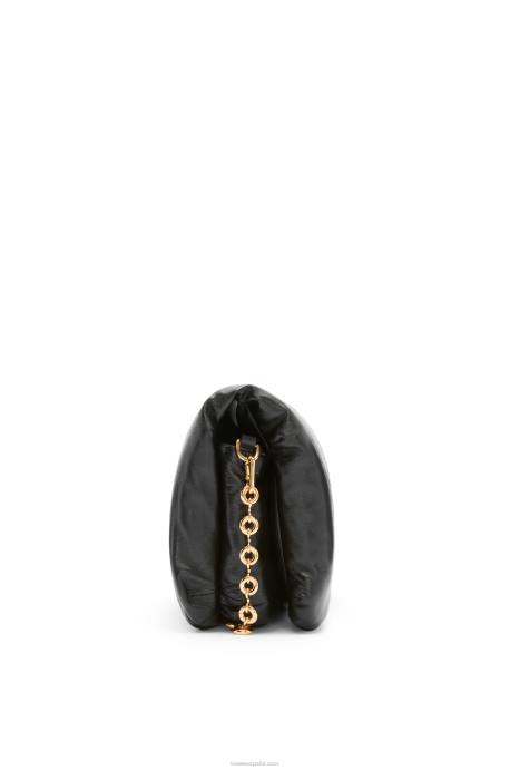 Loewe mujer bolso puffer goya de napa de cordero brillante LP64385 negro