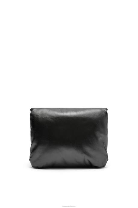 Loewe mujer bolso puffer goya de napa de cordero brillante LP64385 negro