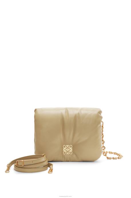 Loewe mujer bolso puffer goya de napa de cordero brillante LP64386 arcilla verde