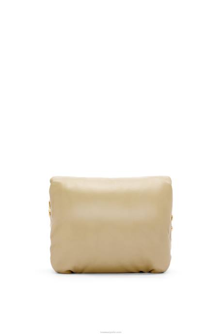 Loewe mujer bolso puffer goya de napa de cordero brillante LP64386 arcilla verde