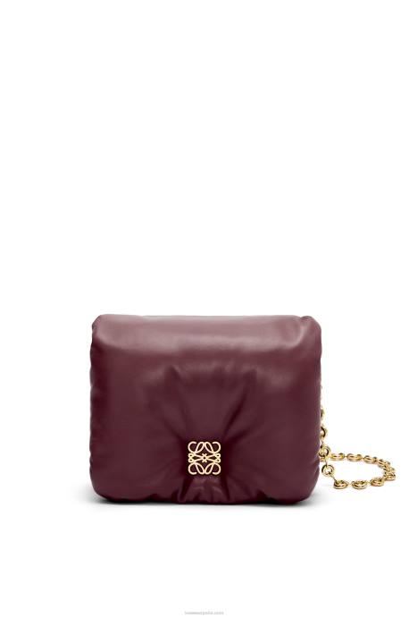 Loewe mujer bolso puffer goya de napa de cordero brillante LP64416 borgoña
