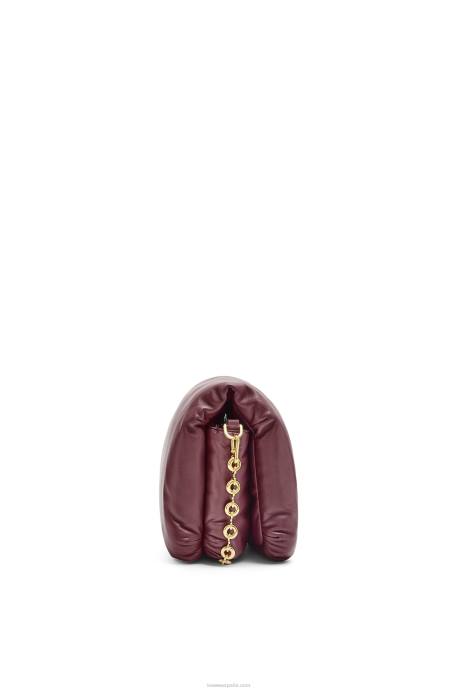 Loewe mujer bolso puffer goya de napa de cordero brillante LP64416 borgoña