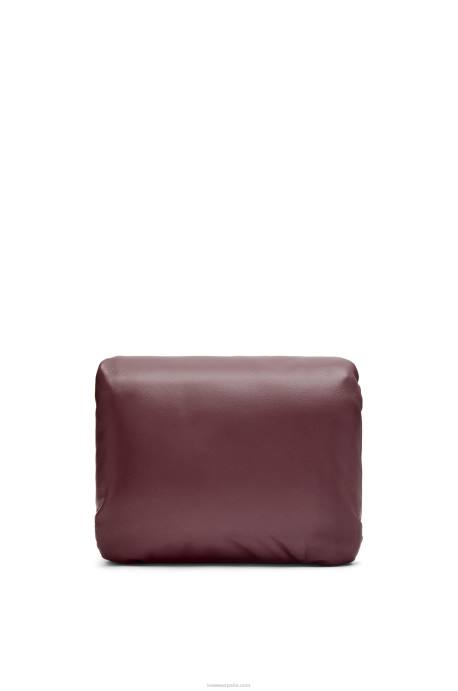 Loewe mujer bolso puffer goya de napa de cordero brillante LP64416 borgoña