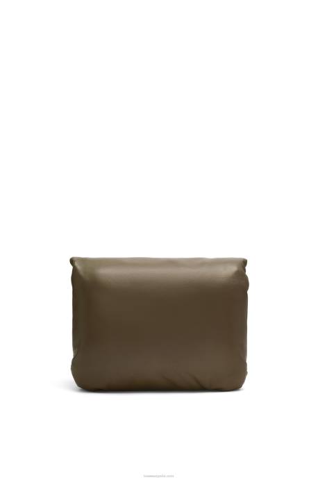 Loewe mujer bolso puffer goya de napa de cordero brillante LP64465 verde caqui oscuro
