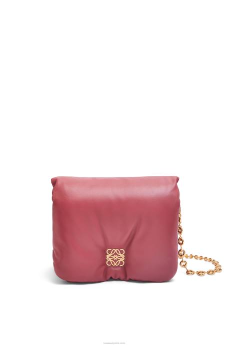 Loewe mujer bolso puffer goya de napa de cordero brillante LP64489 ciruela