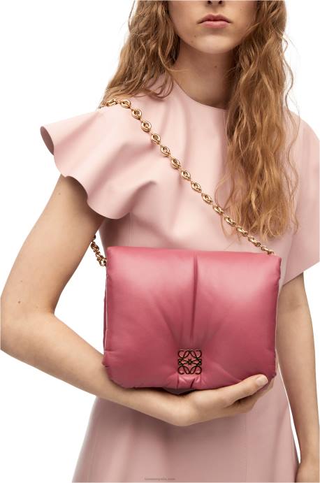 Loewe mujer bolso puffer goya de napa de cordero brillante LP64489 ciruela