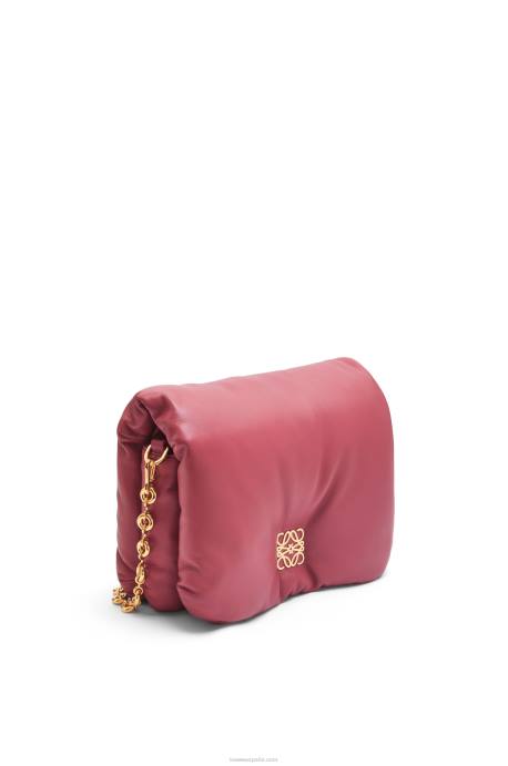 Loewe mujer bolso puffer goya de napa de cordero brillante LP64489 ciruela