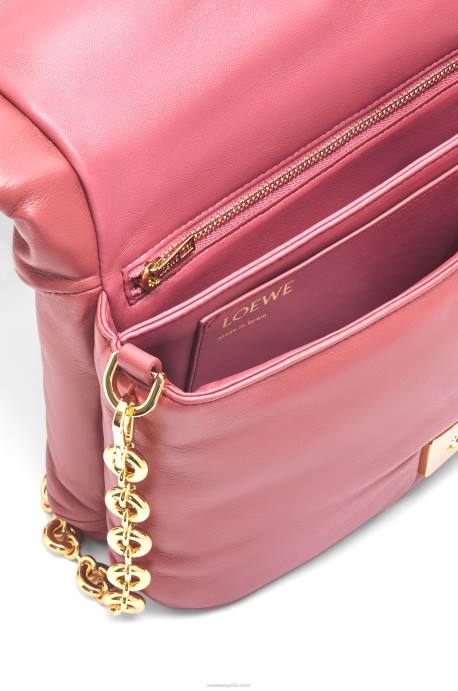 Loewe mujer bolso puffer goya de napa de cordero brillante LP64489 ciruela