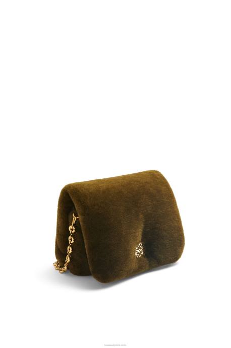 Loewe mujer bolso puffer goya en borrego LP64468 verde caqui