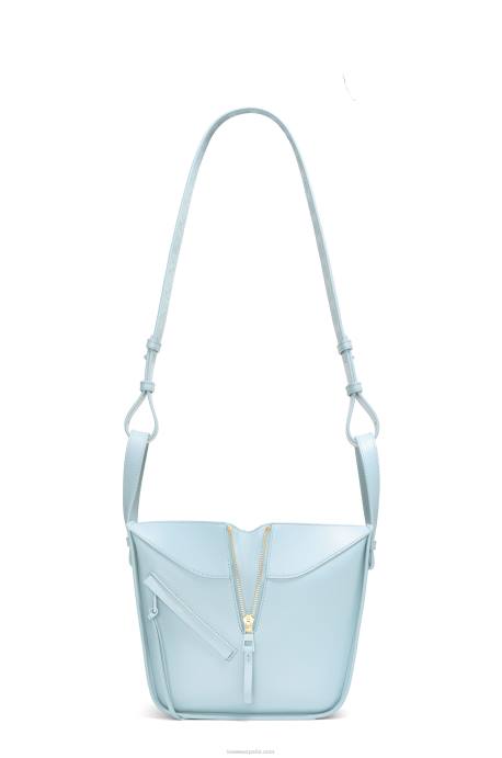 Loewe mujer Bolso compacto hamaca de piel de becerro satinada LP64460 aguamarina