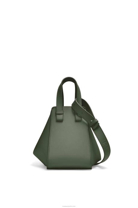 Loewe mujer Bolso compacto hamaca de piel de becerro satinada LP64461 caqui de la vendimia
