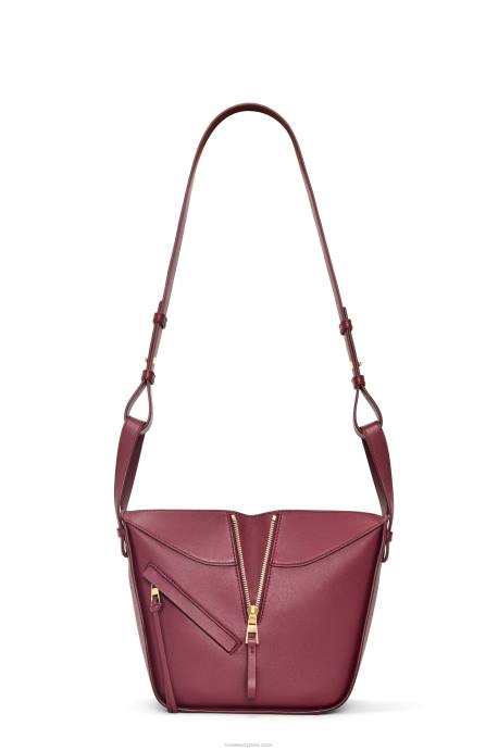Loewe mujer bolso compacto hamaca en piel de becerro clásica LP64340 baya silvestre