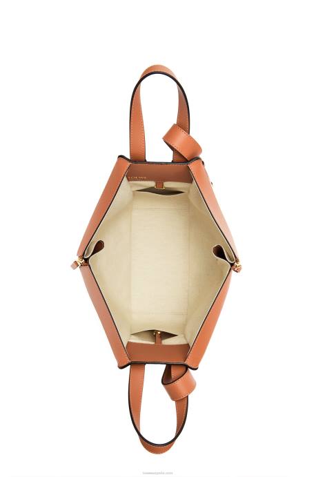 Loewe mujer bolso hamaca pequeño de jacquard anagrama y piel de becerro LP64523 crudo/bronceado