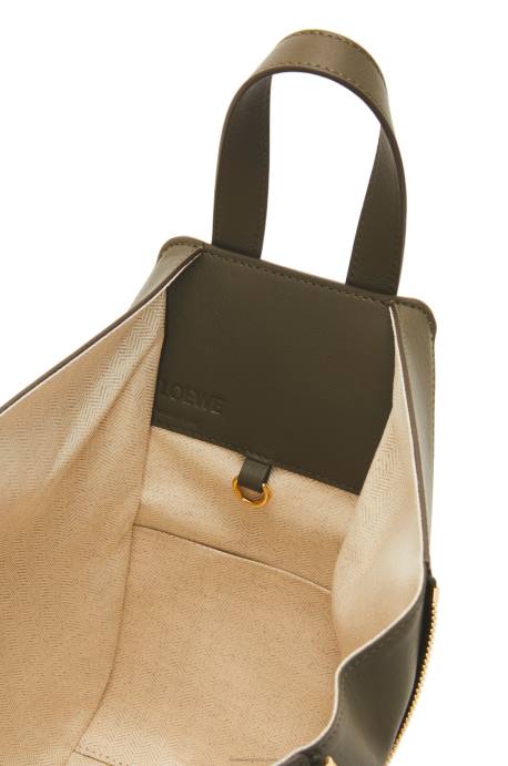Loewe mujer bolso hamaca pequeño de piel de becerro clásica LP64371 verde caqui oscuro