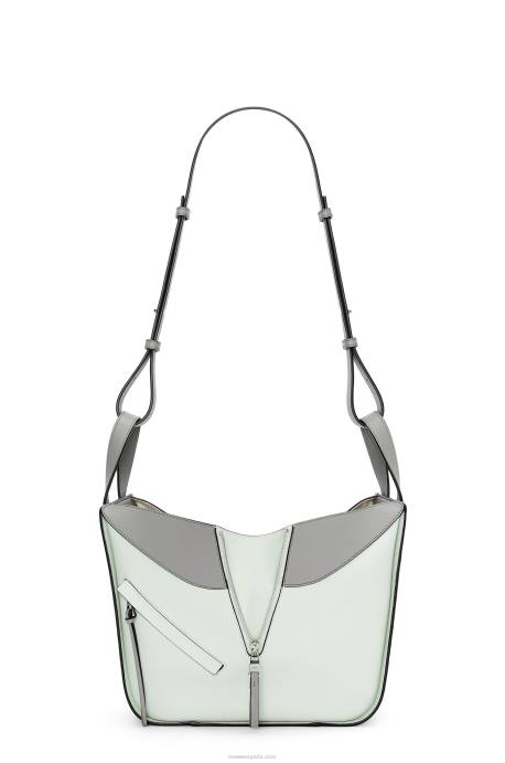 Loewe mujer bolso hamaca pequeño de piel de becerro clásica LP64433 gris ceniza/celadón claro