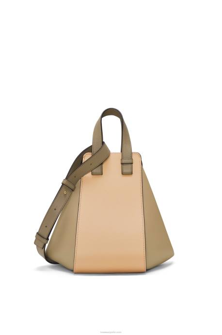 Loewe mujer bolso hamaca pequeño de piel de becerro clásica LP64440 verde arcilla/beige empolvado