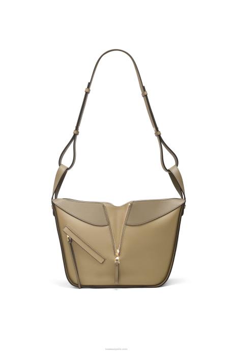 Loewe mujer bolso hamaca pequeño de piel de becerro clásica LP64440 verde arcilla/beige empolvado