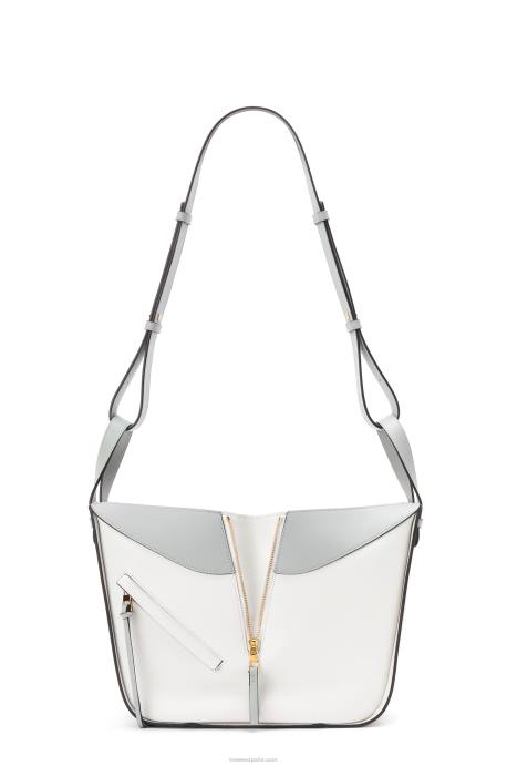 Loewe mujer bolso hamaca pequeño de piel de becerro clásica LP64514 gris ceniza/verde marmol