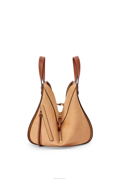 Loewe mujer bolso hamaca pequeño de piel de becerro clásica y ante LP64506 leche/desierto tibio