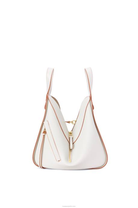 Loewe mujer bolso hamaca pequeño de suave piel de becerro graneada LP64503 blanco suave