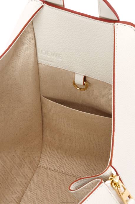 Loewe mujer bolso hamaca pequeño de suave piel de becerro graneada LP64503 blanco suave