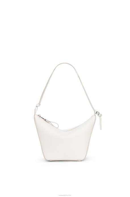 Loewe mujer bolso hobo mini hammock de piel de becerro clásica LP64324 blanco suave
