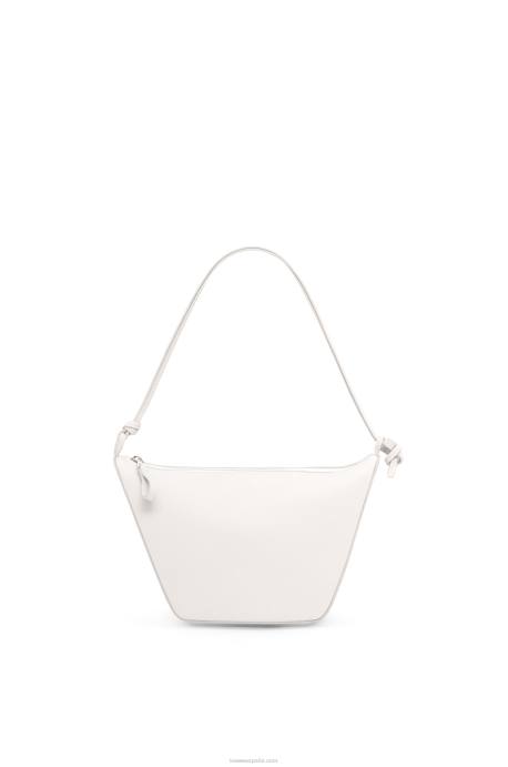 Loewe mujer bolso hobo mini hammock de piel de becerro clásica LP64324 blanco suave