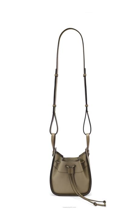 Loewe mujer mini hamaca con cordón de suave piel de becerro granulada LP64241 verde laurel