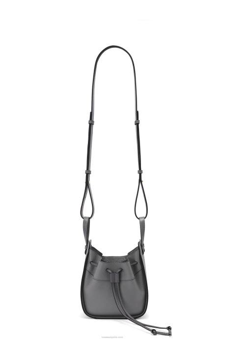 Loewe mujer mini hamaca con cordón de suave piel de becerro granulada LP64252 gris asfalto