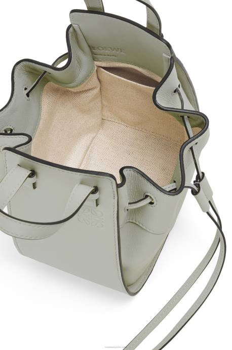 Loewe mujer mini hamaca con cordón en piel de becerro clásica LP64290 gris ceniza