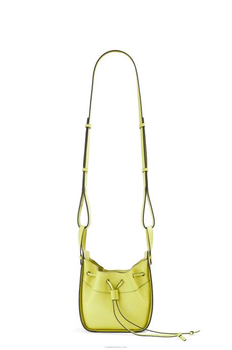 Loewe mujer mini hamaca con cordón en piel de becerro clásica LP64297 amarillo lima