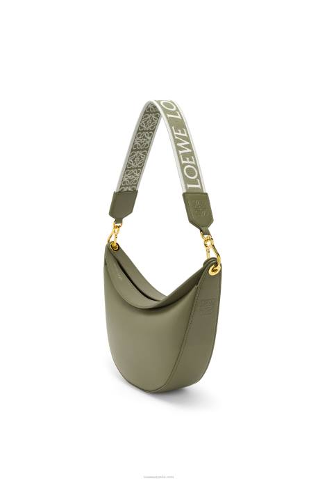 Loewe mujer Bolso luna pequeño de piel de becerro satinada y jacquard LP64474 aguacate verde