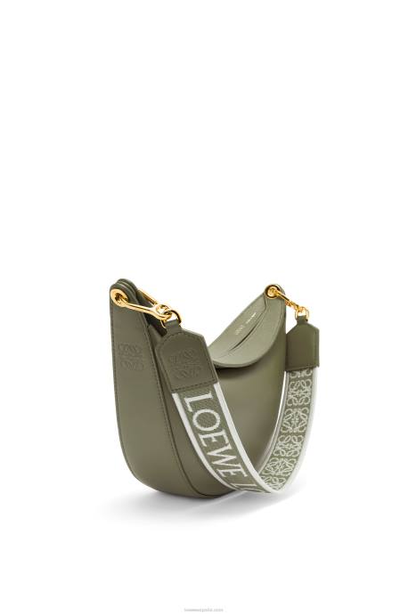 Loewe mujer Bolso luna pequeño de piel de becerro satinada y jacquard LP64474 aguacate verde