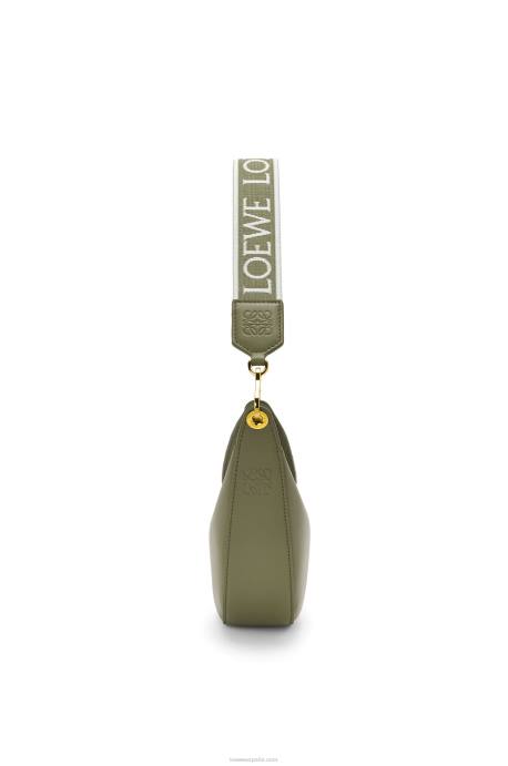 Loewe mujer Bolso luna pequeño de piel de becerro satinada y jacquard LP64474 aguacate verde