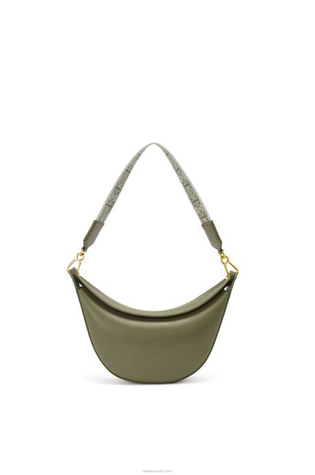 Loewe mujer Bolso luna pequeño de piel de becerro satinada y jacquard LP64474 aguacate verde
