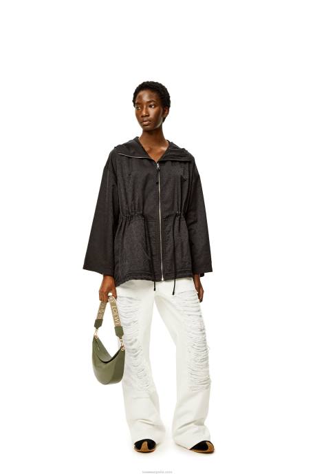 Loewe mujer Bolso luna pequeño de piel de becerro satinada y jacquard LP64474 aguacate verde